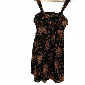 Candies Peacock Print Black Side Zip Dress Size 9